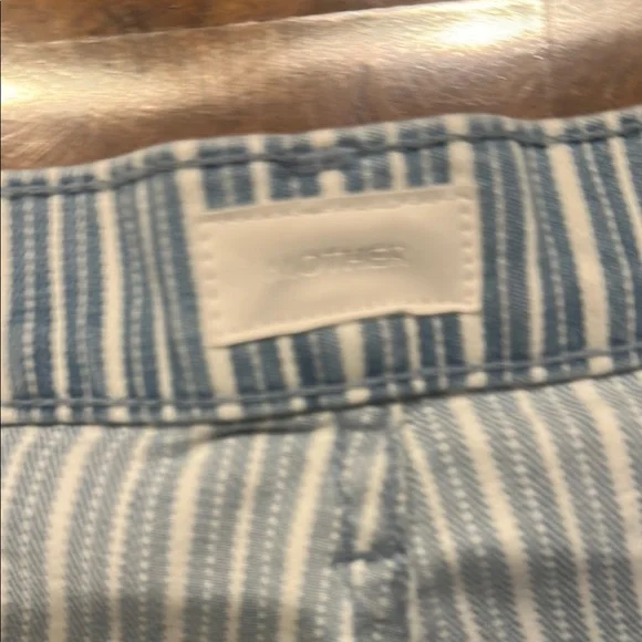 MOTHER Women's High Rise Jeans in Blue and White Stripes - Picture 7 of 12